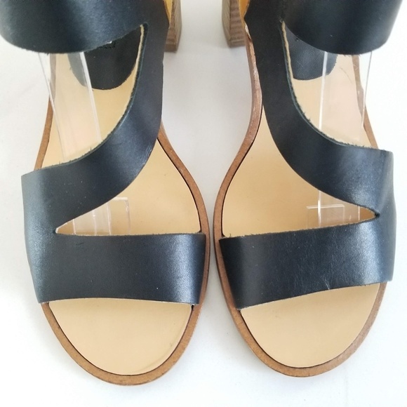 MODERN VINTAGE Open Toe Sandals Black Tan Heels 6 - Picture 7 of 12